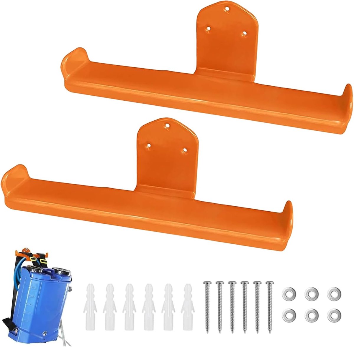 iFCOW 2Pcs Rugzak Blad Blower Hanger Heavy Duty Wall Mount Rugzak Sproeier Hanger Rack Voor Garage Schuur Schuur Kettingzaag Tuingereedschap Organisatie Opslag