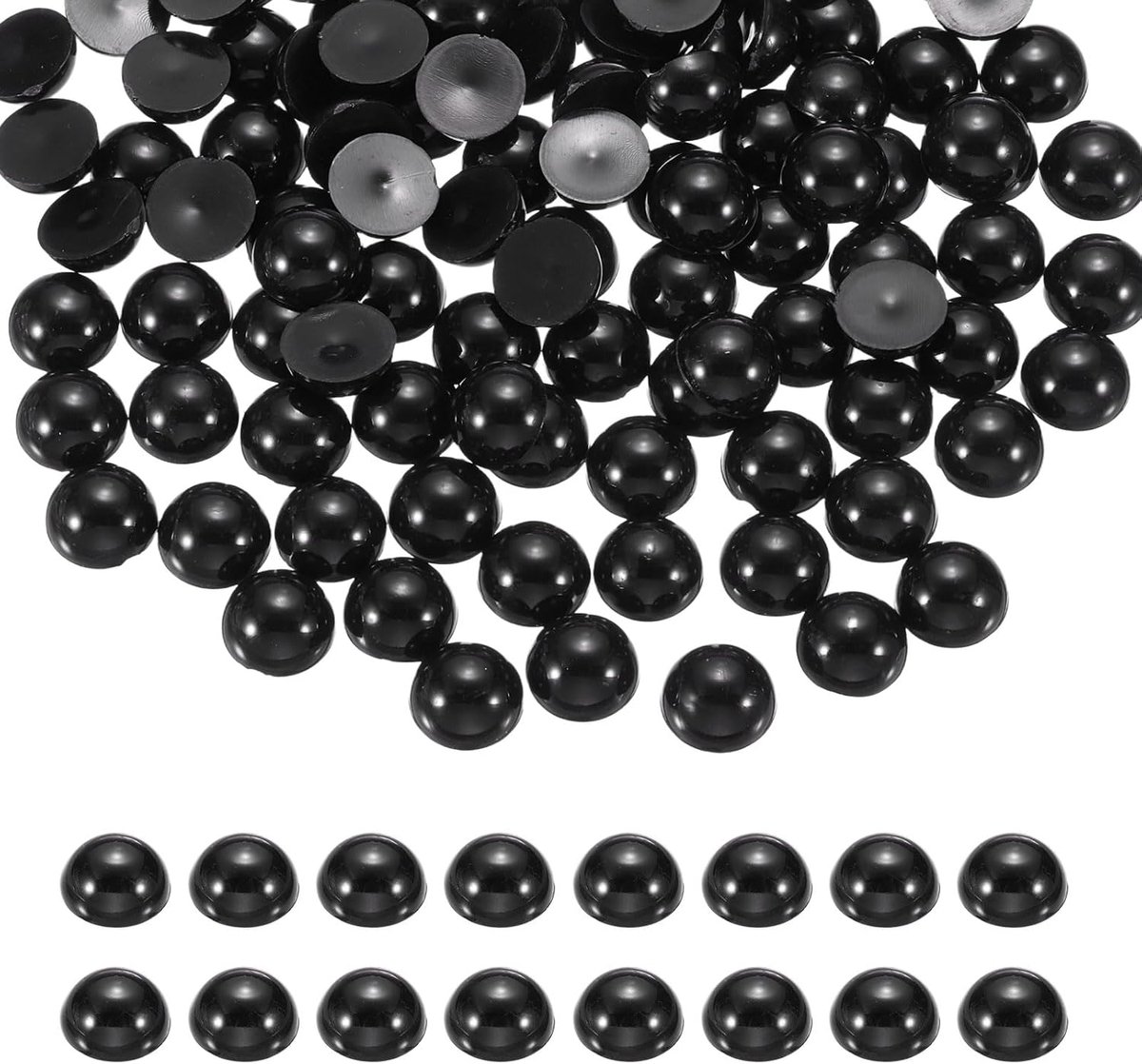 1500Pcs Halve Parel Voor Ambachten, 4mm Halve Parel Imitatie Plastic Platte Achterkant Cabochon Losse Kralen Strass Voor DIY Ambachten Kleding Versiering Nagel (Zwart)