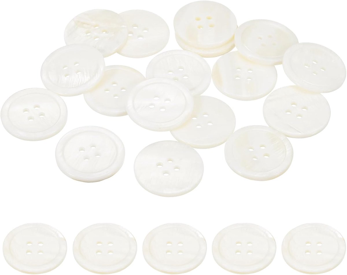 Knopen, 4 gaten MOP natuurlijke parel schelp knoppen voor naaien kleding jas pakken shirt doe-het-zelf ambachtelijke decoratie, wit