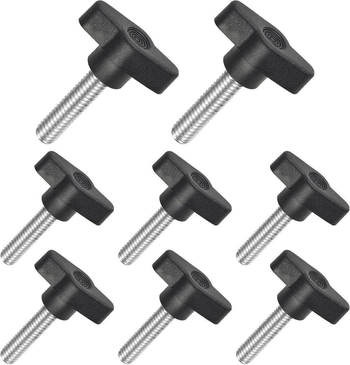 vleugel knoppen met kartelschroeven, klemschroef knop sterschroef, T-vormige kartelschroeven schroefdraad ster handknop vastzetschroef, zwarte handgreep (8, Zwarte, M8*35mm)