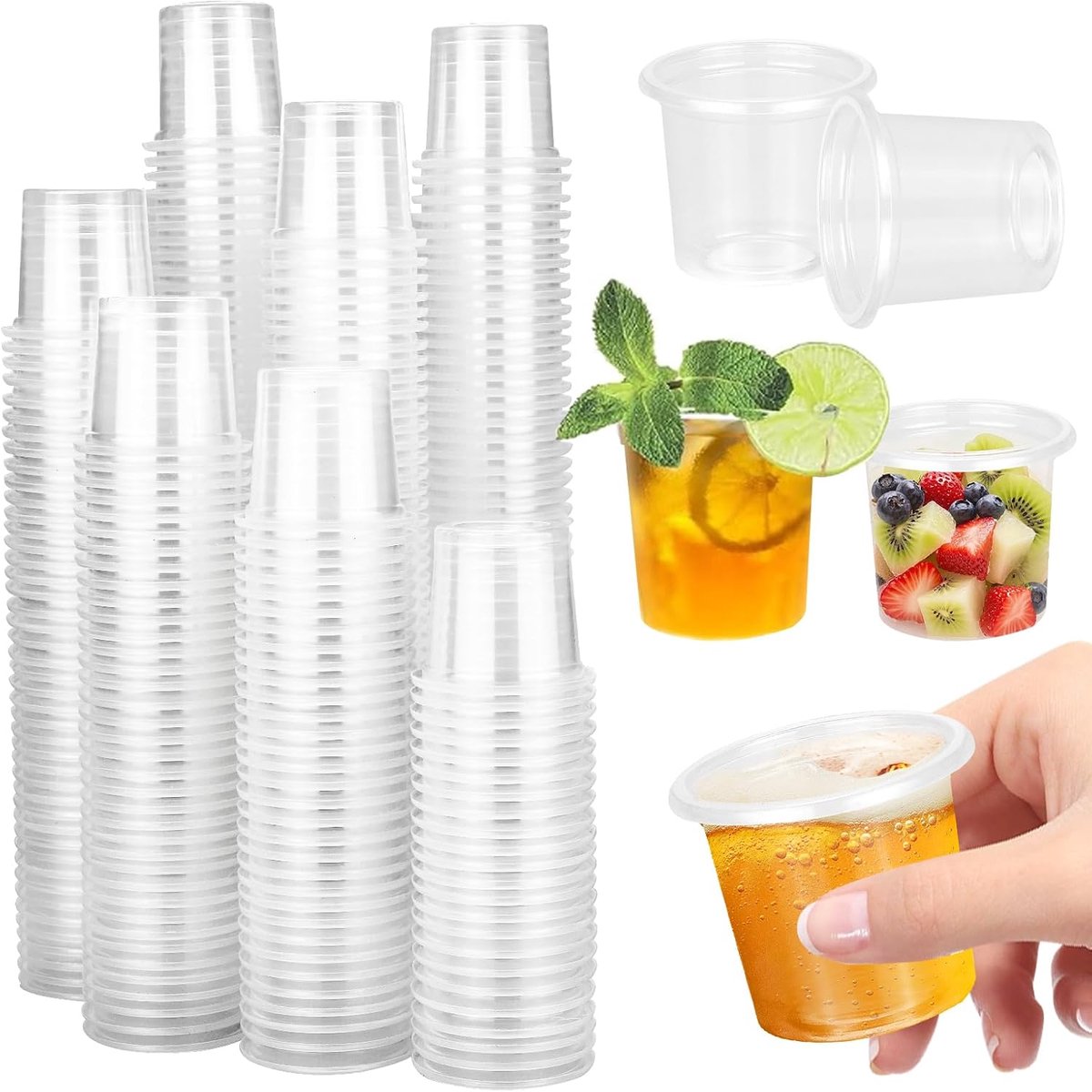 300 stuks Borrelglaasjes van plastic, Borrelbeker van plastic 2 cl / 20 ml, herbruikbaar plastic glas, BPA-vrij shotglas voor proeverijen, feesten