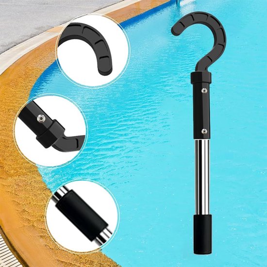 Haak voor poolrobot, Poolhaak voor stangen met telescoopsteel 185 cm, Poolhaak voor poolzuigerrobot, Poolreinigingsaccessoires haak, Generieke haak voor poolreiniger robottoebehoren — afbeelding 3