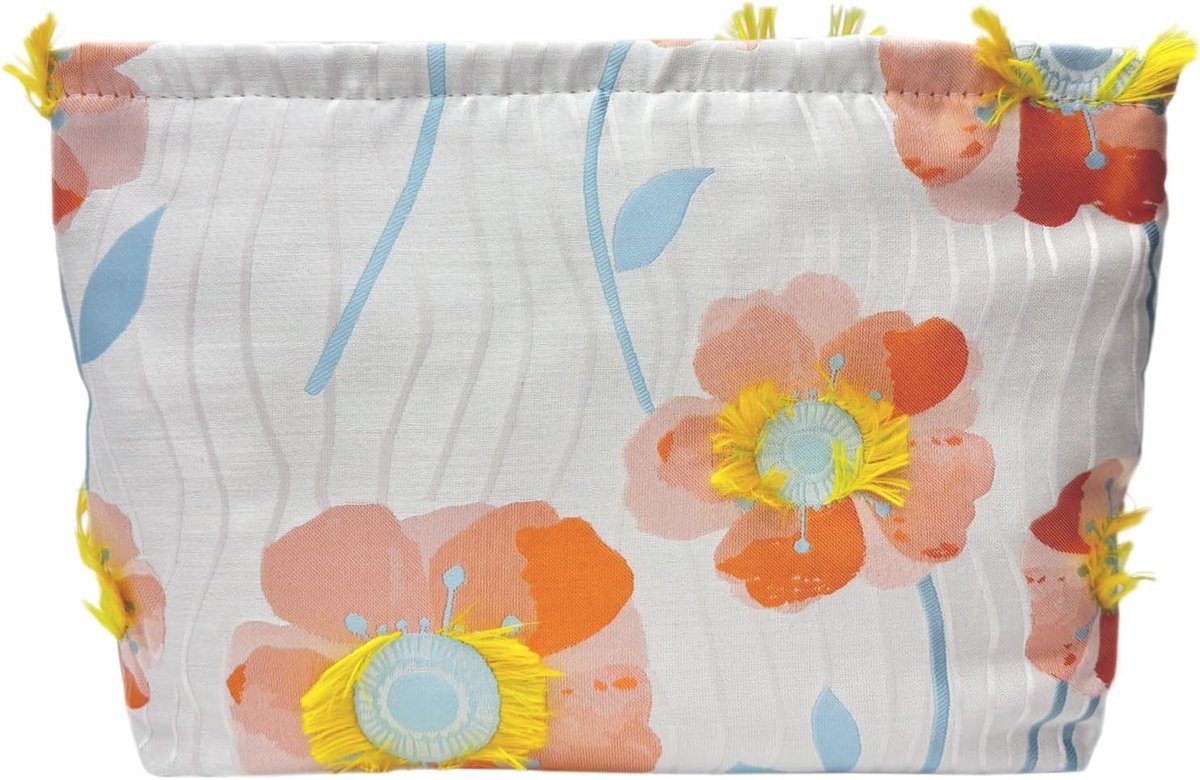 Reis Toilettas met Rits Draagbare Cosmeticatas voor Meisjes die naar huis reizen en winkelen, Gele bloemen, frisheid