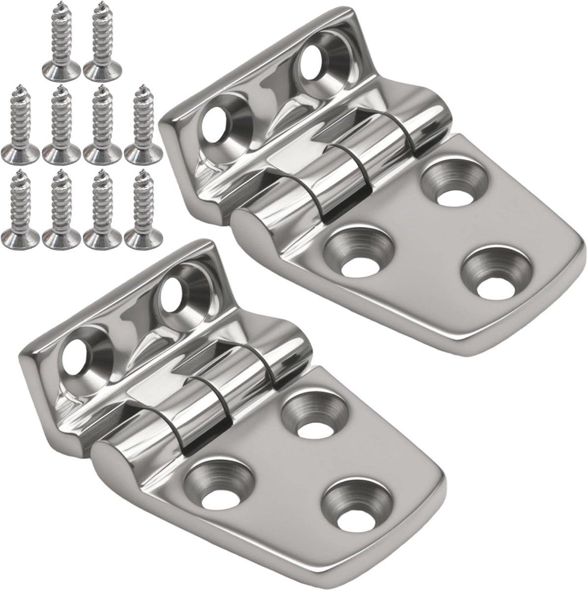 Scharnieren voor boten, 316 roestvrij staal 5,4 x 3,8 cm verspringende korte zijscharnieren, stabiele dekkastdeurscharnieren met schroeven