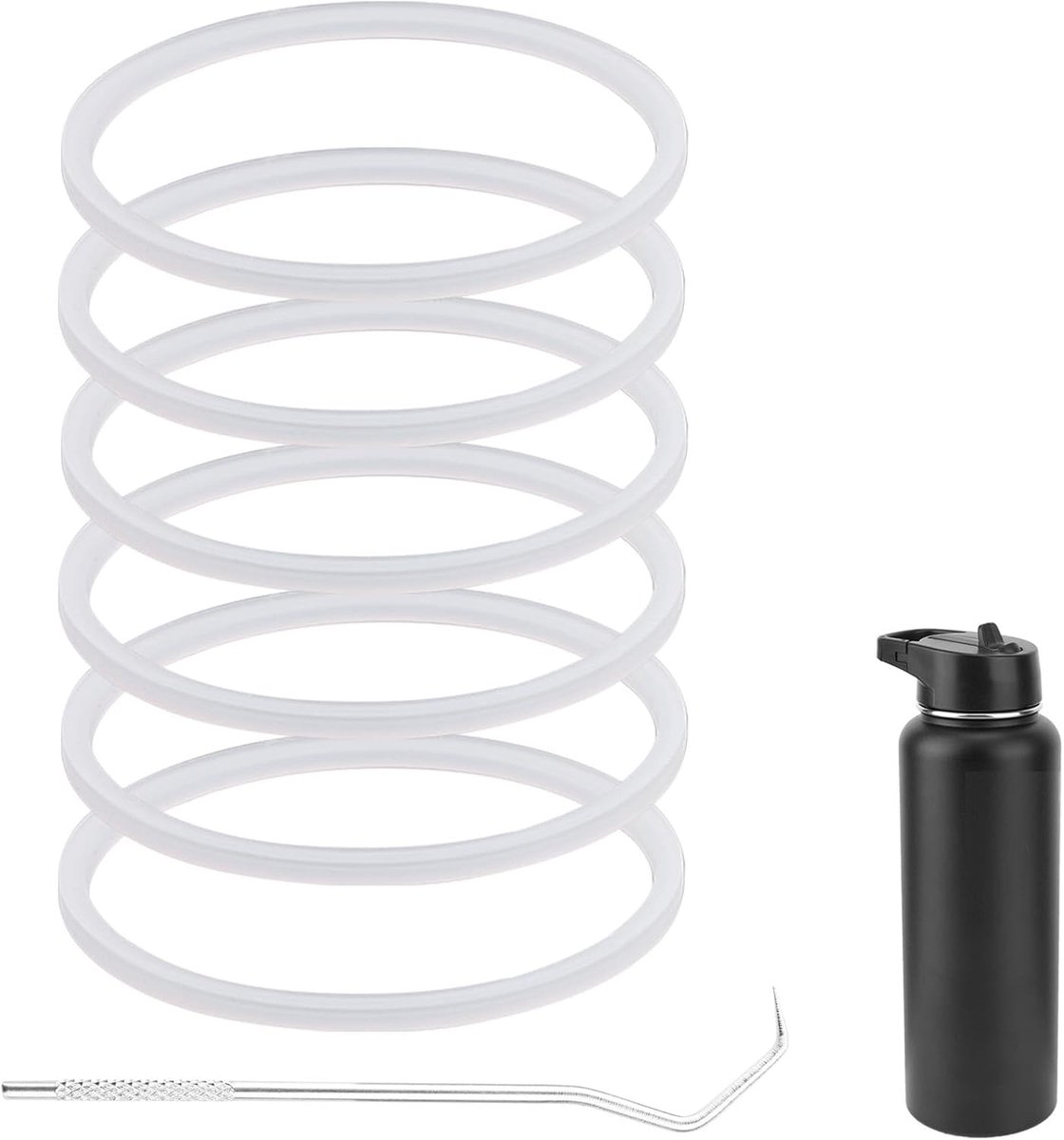 6 Stuks Vervangende Pakkingen voor IRON °FLASK Brede Mond Rietfles 32/40/64 oz, Lekvrije Siliconen Afdichtring Pakkingen voor IRON °Flask Karabijnhaak Rietje Deksel BPA-Vrij