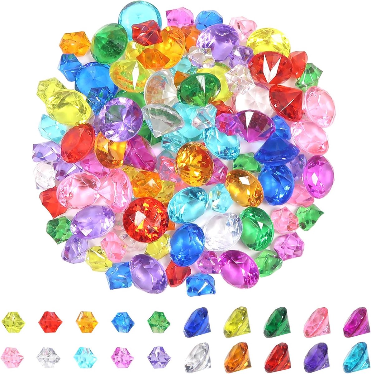 Decoratieve diamanten, groot, 20 mm, 14 mm, kleurrijke diamantkristallen, tafeldecoratie, diamanten, strooidecoratie, bruiloftsdecoratie, 100 stuks