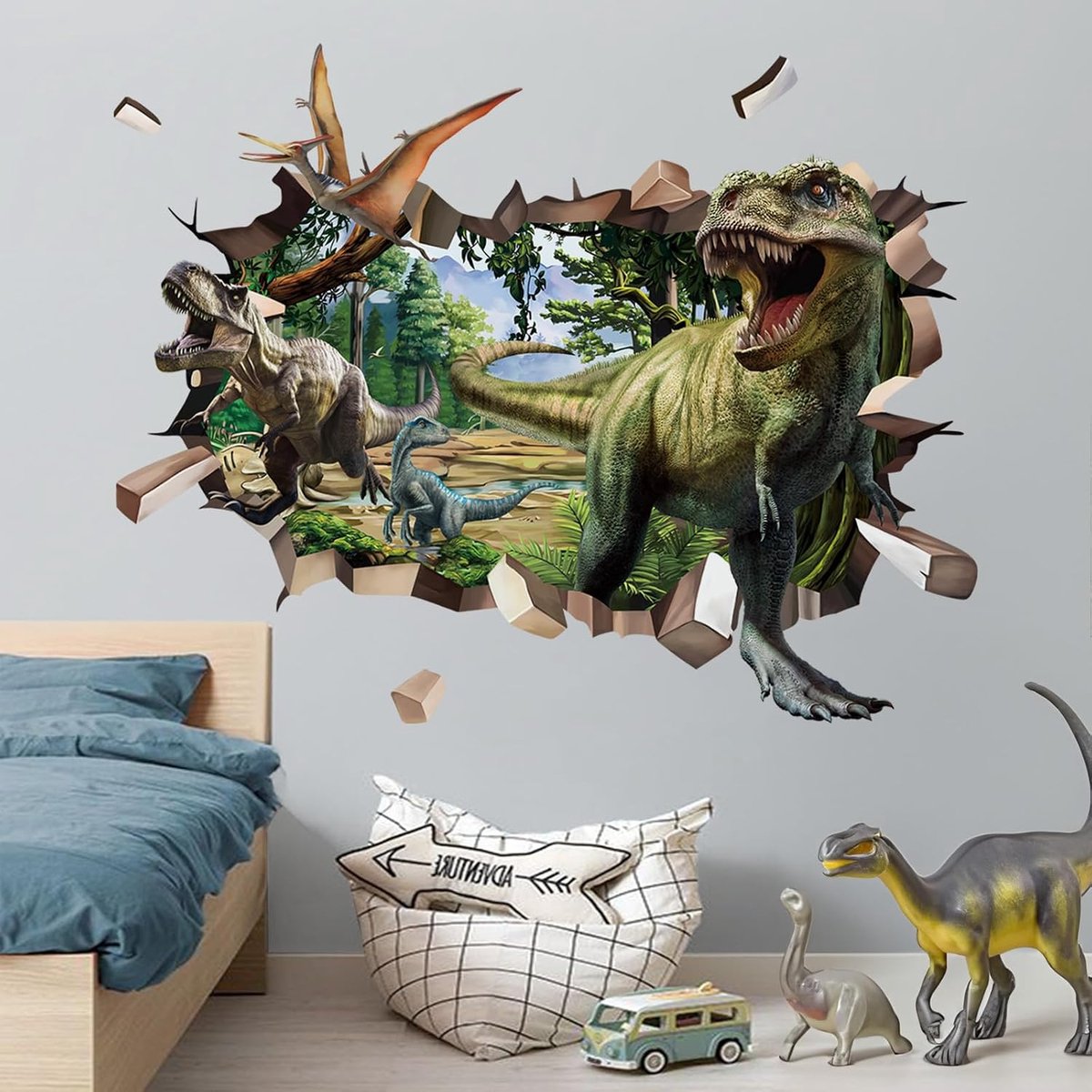 Muurstickers dinosaurus 3D jungle kinderen muursticker dinosaurus kinderen 3D jongens wanddecoratie jongens slaapkamer kinderen baby kinderkamer