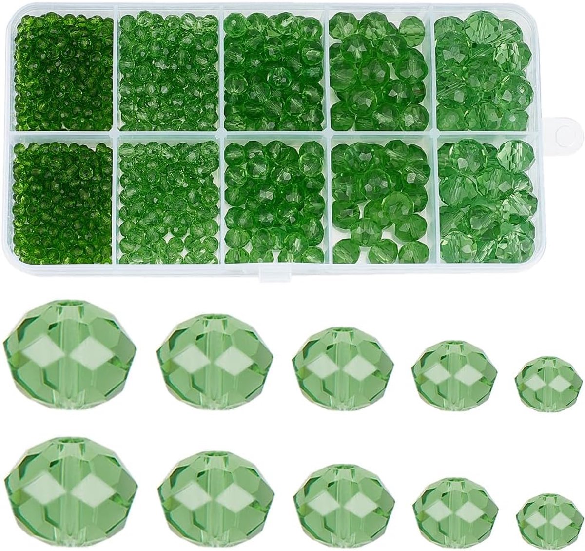 Kralen, 2 mm, 4 mm, 6 mm, 8 mm, 10 mm, transparante rondelle, facetgeslepen afstandskralen voor het maken van sieraden, armbanden, kettingen, doe-het-zelf ambachten