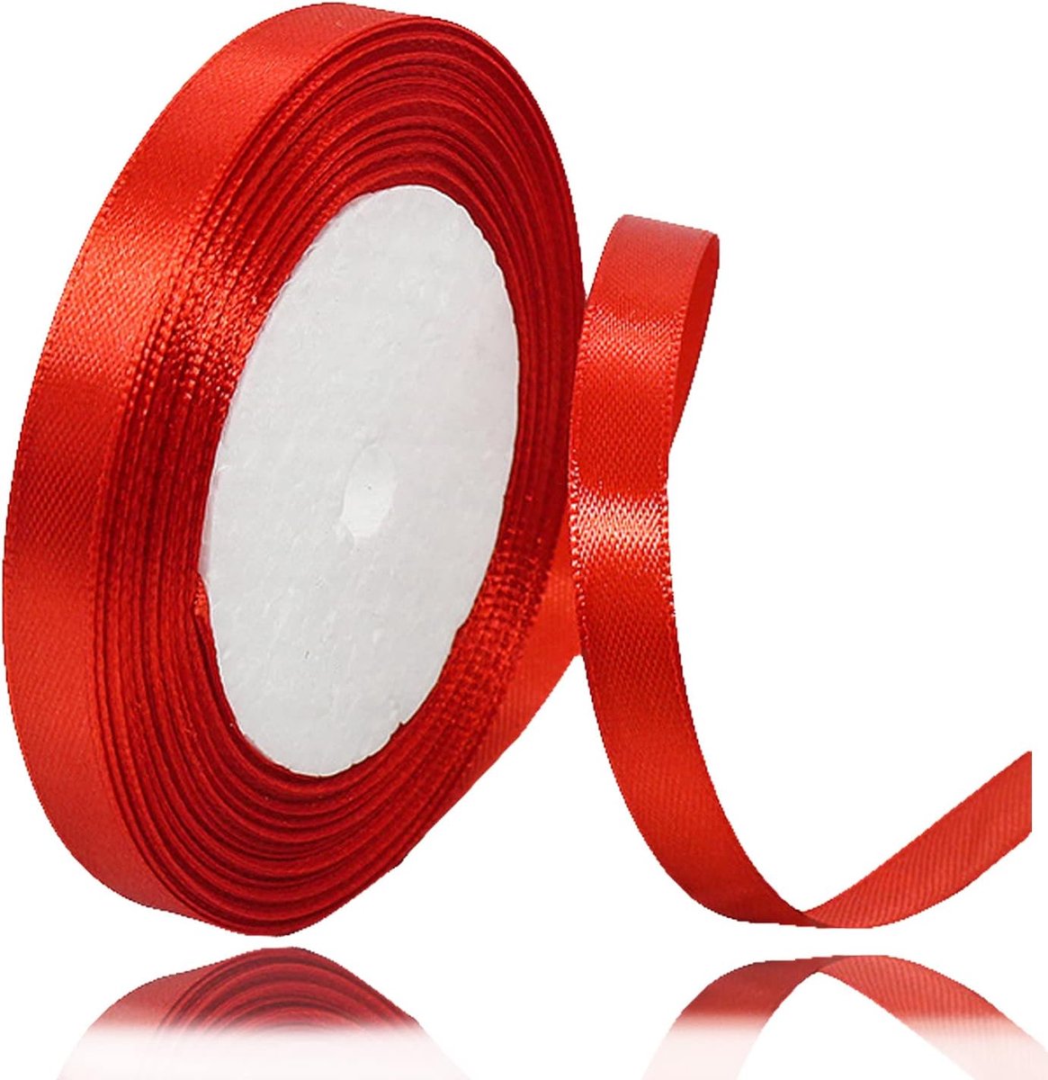 lint rood 10 mm, 23 meter effen kleur, stof, voor knutselen, geschenkverpakking, haarstrikken maken, bloemenboeketten, taartdecoratie, ballonnen, bruiloftsfeest en doe-het-zelf naaiprojecten
