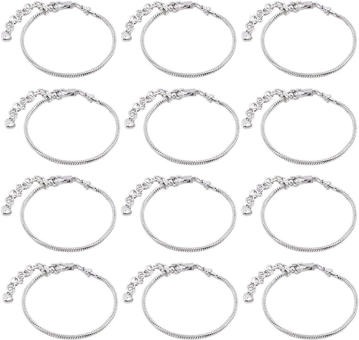 1 doos 14 stuks slangenketting bedel armband doe-het-zelf ketting armband messing Europese stijl armband met ijzerverlengstuk ketting en hartplaat bevinding voor sieraden maken kettingen