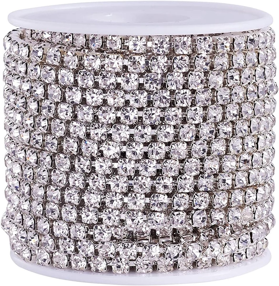 10 Yards Crystal Rhinestone Diamante Ketting 4mm SS18 Zilveren Basis Trimmen Naaien Steen Kralen String voor Sieraden Maken