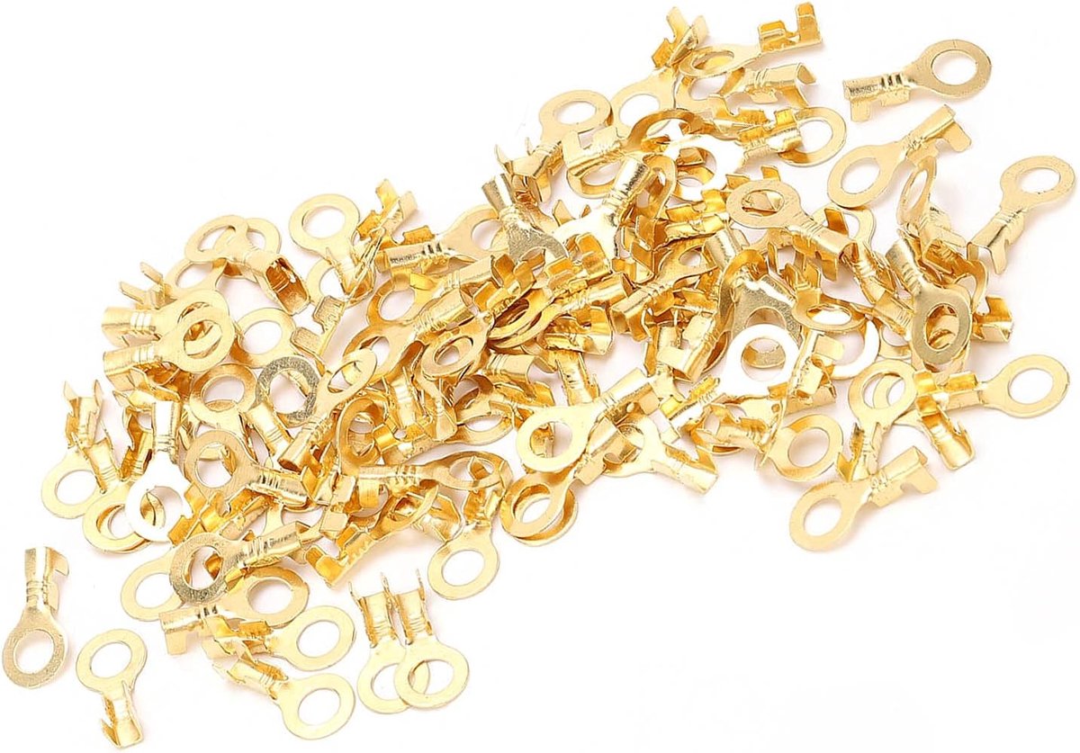 Ring Terminals Connectors 100 Stuks M5 5.2mm Lug Ring Terminal Blote Messing Koudgeperste Kabel Krimpen Connectors
