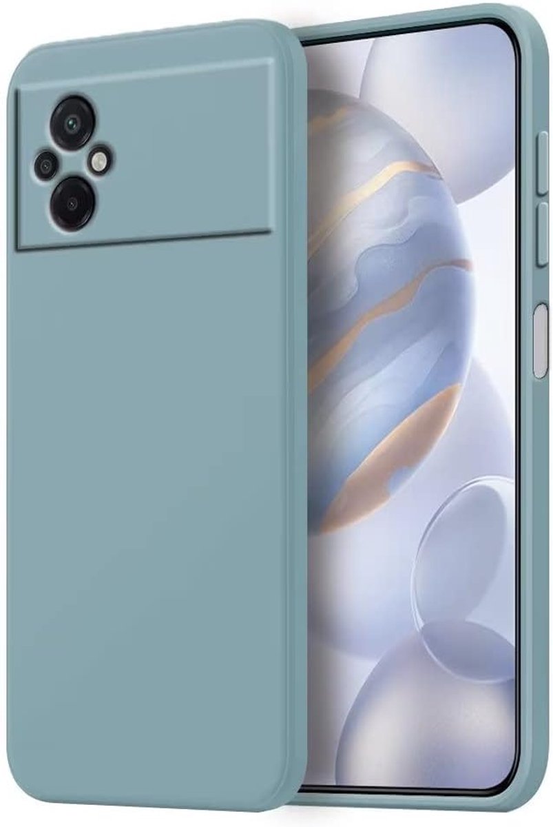 Hoes voor Poco M5 / Poco M4 5G beschermhoes, case, (6,58 inch) vloeibare TPU siliconen telefoonhoes met valbescherming, siliconen cover, rookblauw