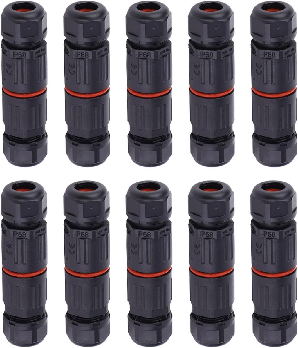 Connector, 10 Stuks Elektrische Draadkabel Buitenstopcontact 3-pins Connector IP68 Waterdicht, Buisfittingen