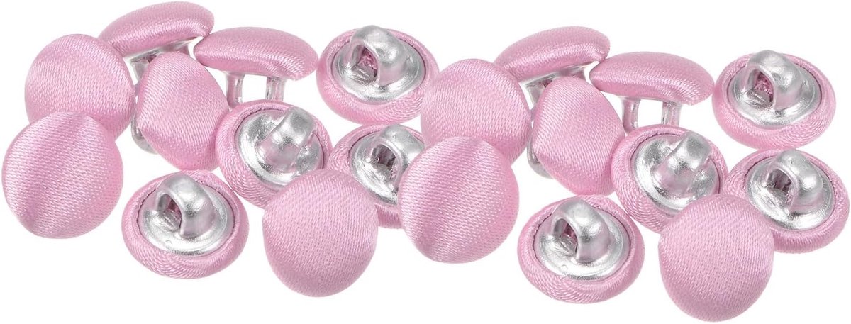 Knopen om op te naaien, metalen schacht, 10 mm gecoate stof voor jurken, blouses, truien, roze
