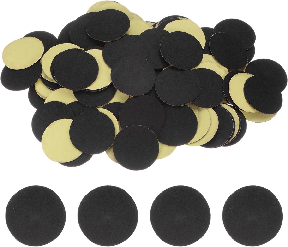 200 stuks ronde cirkelstickers van vilt, 45 mm, knutselstickers van vilt, voorgesneden, mini-cirkels van vliesstof voor naaiprojecten, afwerking, zwart
