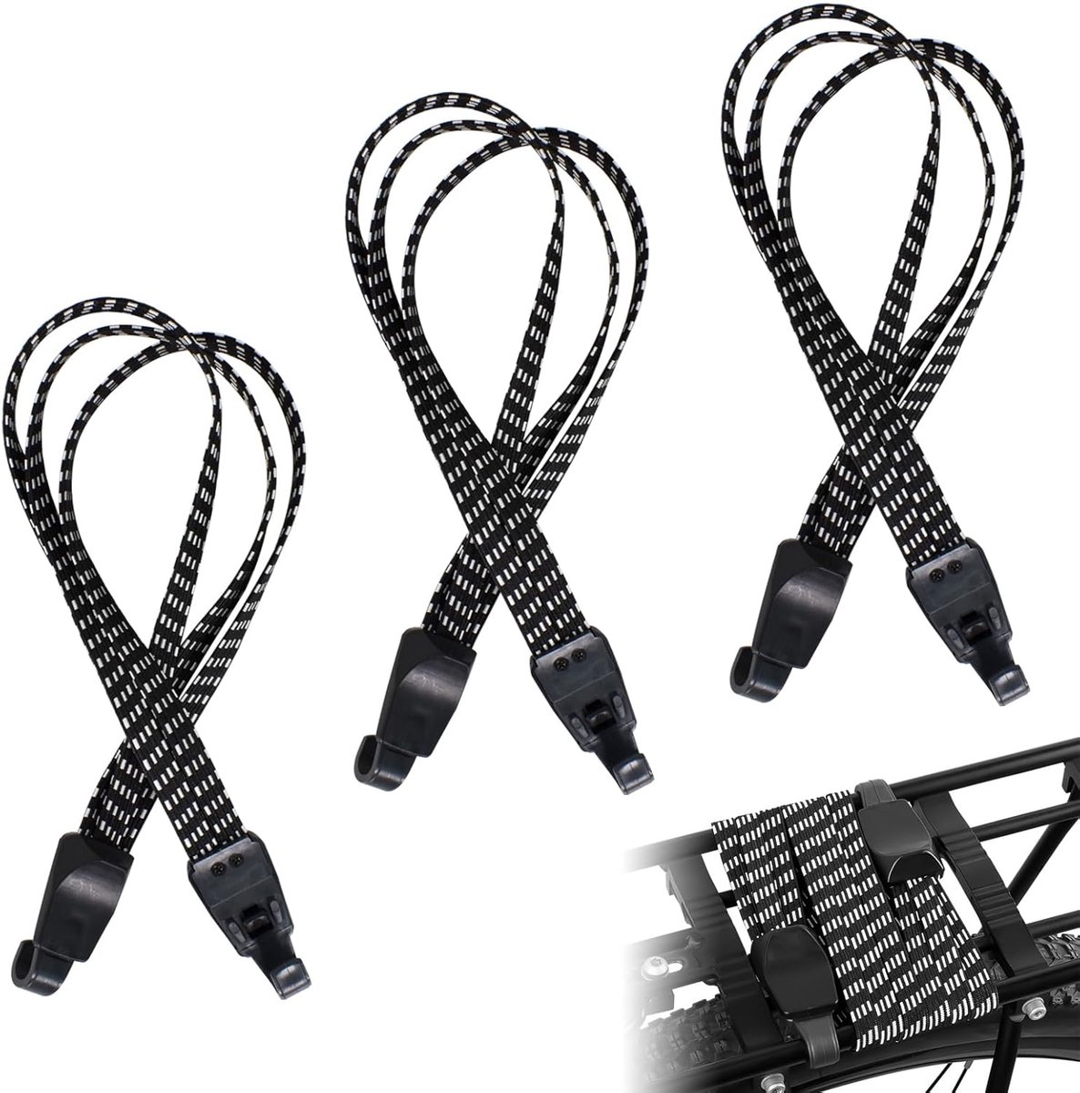 3 stuks elastische bagageriemen, elastische spanners met haken, bagageriem, bagageriemen van nylon voor motorfiets, code, koffer, reizen, motorhelm