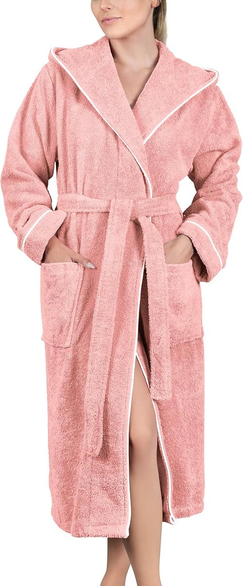 Badjas Dames Badstof - Kap - lang - 100% Katoen (360g/m2) - OEKO TEX Standard 100 - Maat S, M, L, XL, XXL, 3XL