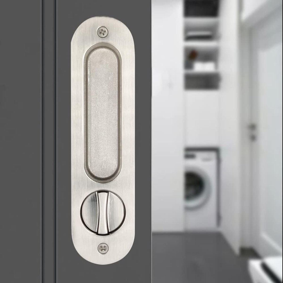 Pocket Deurklink met Sleutel Schuifdeurslot met Sleutel Pocket Deurslot Onzichtbaar Verzonken Deurklink 173mm Zilver