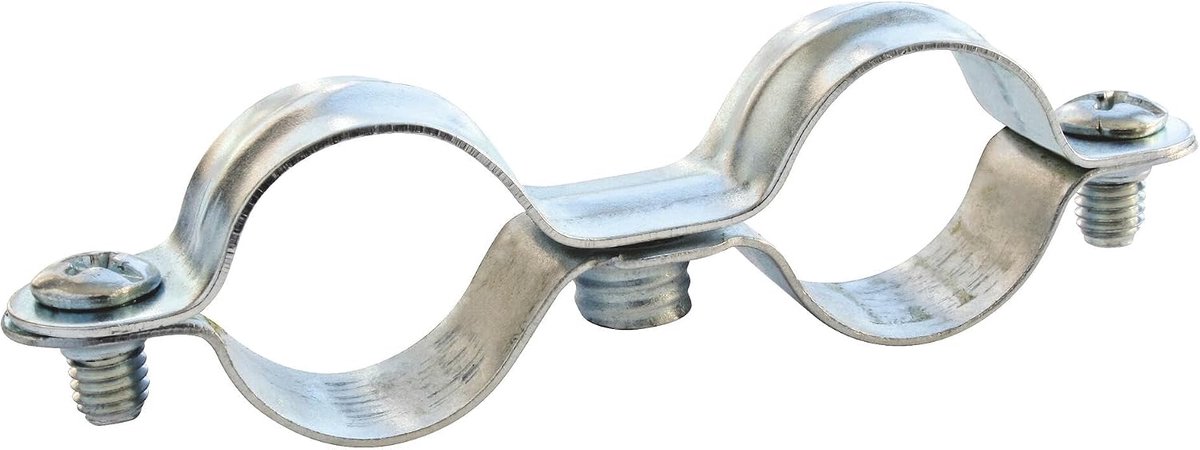 FOR YOU 3540730014733 DOUBLE CLAMP DIAM 20 (x2) dubbele bevestigingsklem van vernikkeld staal voor buis Ø 20 mm Bag 2 delen, None