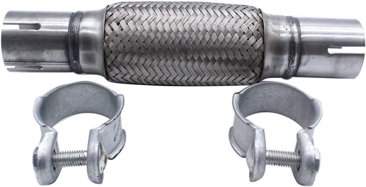 flexibele buis/Y-buis uitlaatreparatiebuis met 2 klemmen, voor 45 x 150 mm/270 mm, zilver