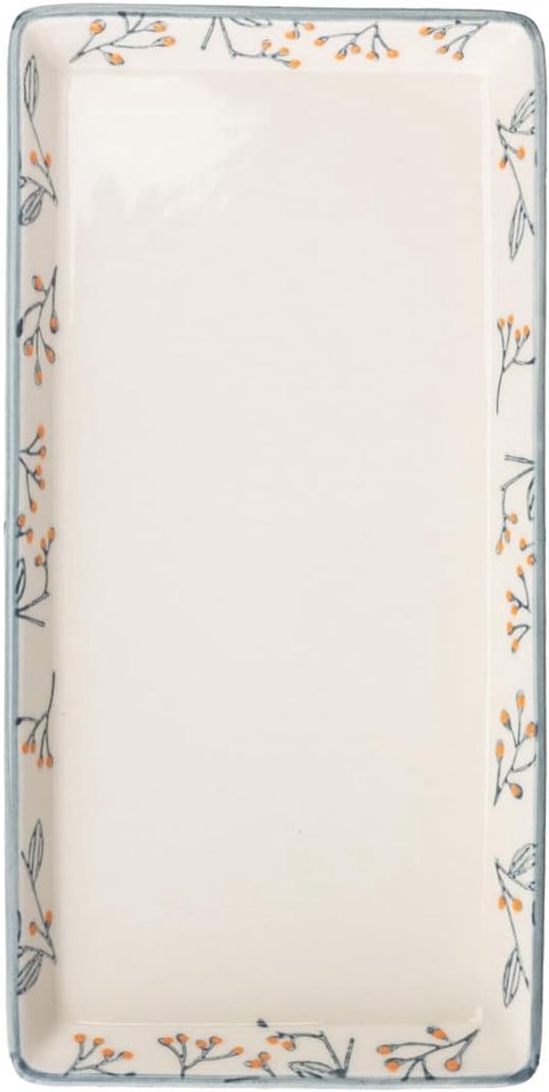 Badplank rechthoekig baddienblad handbedrukt keramiek romantisch, 23 x 12 x 2,5 cm