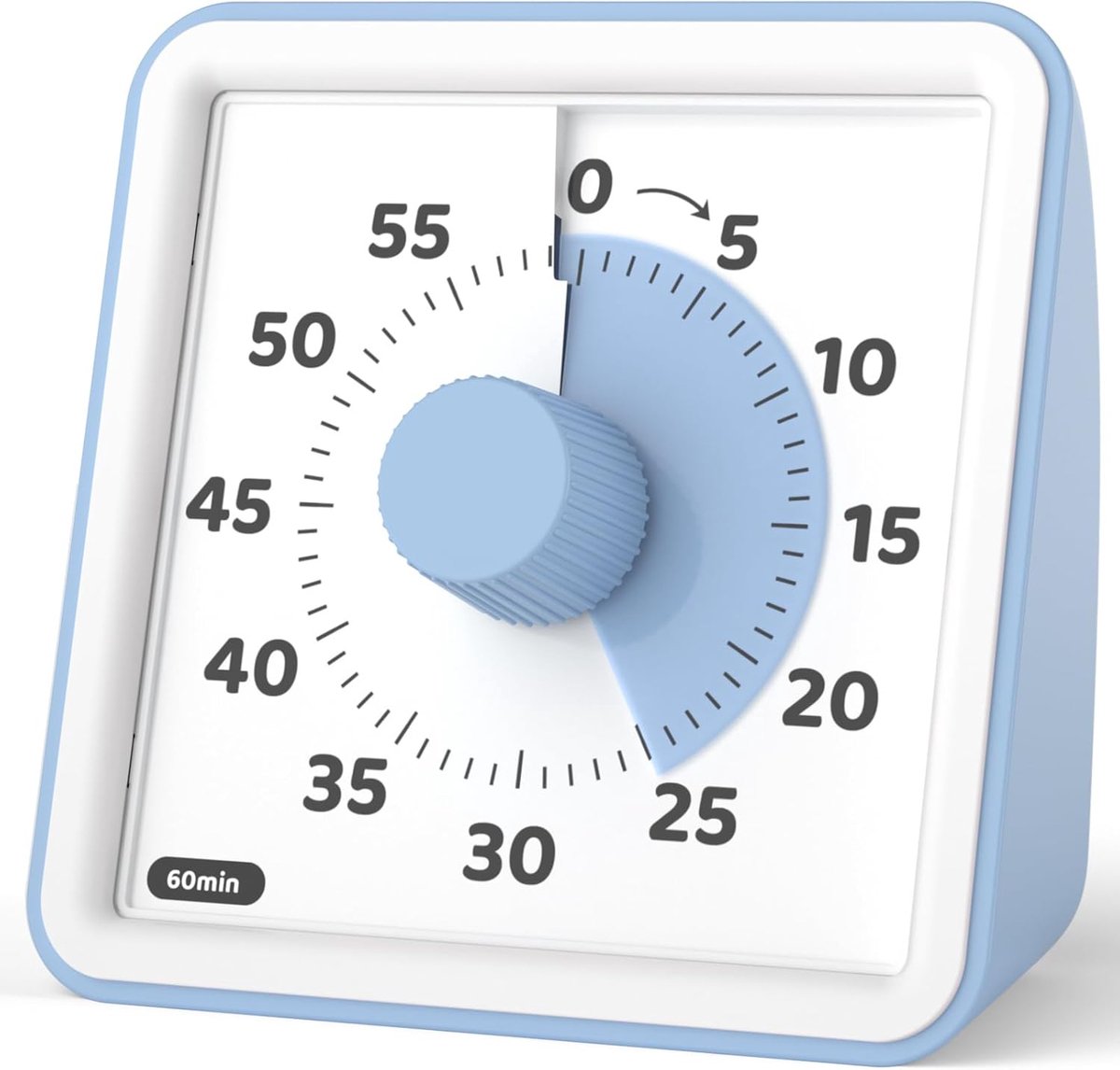 Visuele timer voor kinderen, 60 minuten, stopwatch, kinderen en countdown, voor kinderen en volwassenen, stil, tijdmanagementgereedschap voor keuken, klaslokaal, vergaderingen (hemelsblauw)
