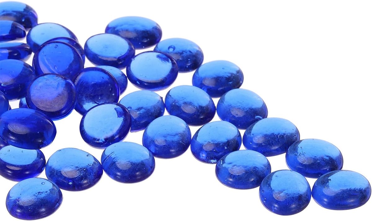 Glazen kralen, 36 stuks, platte glazen stenen, transparant, donkerblauw, 0,67 - 0,87 inch, ks van glas, kiezelstenen voor vulstoffen, vazen, decoratie, aquaria, kunsthandwerk