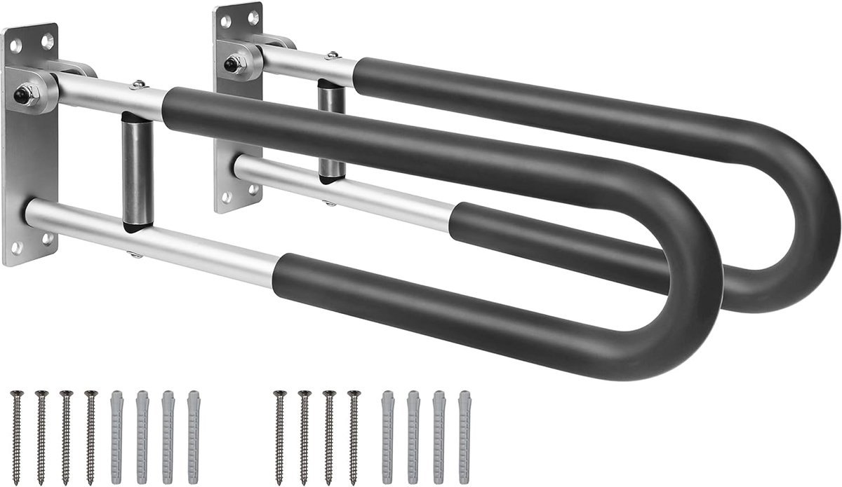 - Gewatteerde Opvouwbare Handgreep voor Toilet (x2 units, 58 cm), Badgreep voor Ouderen, Handgrepen voor Toilet, Opvouwbare Toiletrails, Badhandvat voor Senioren, Opvouwbare Toiletgrijpe