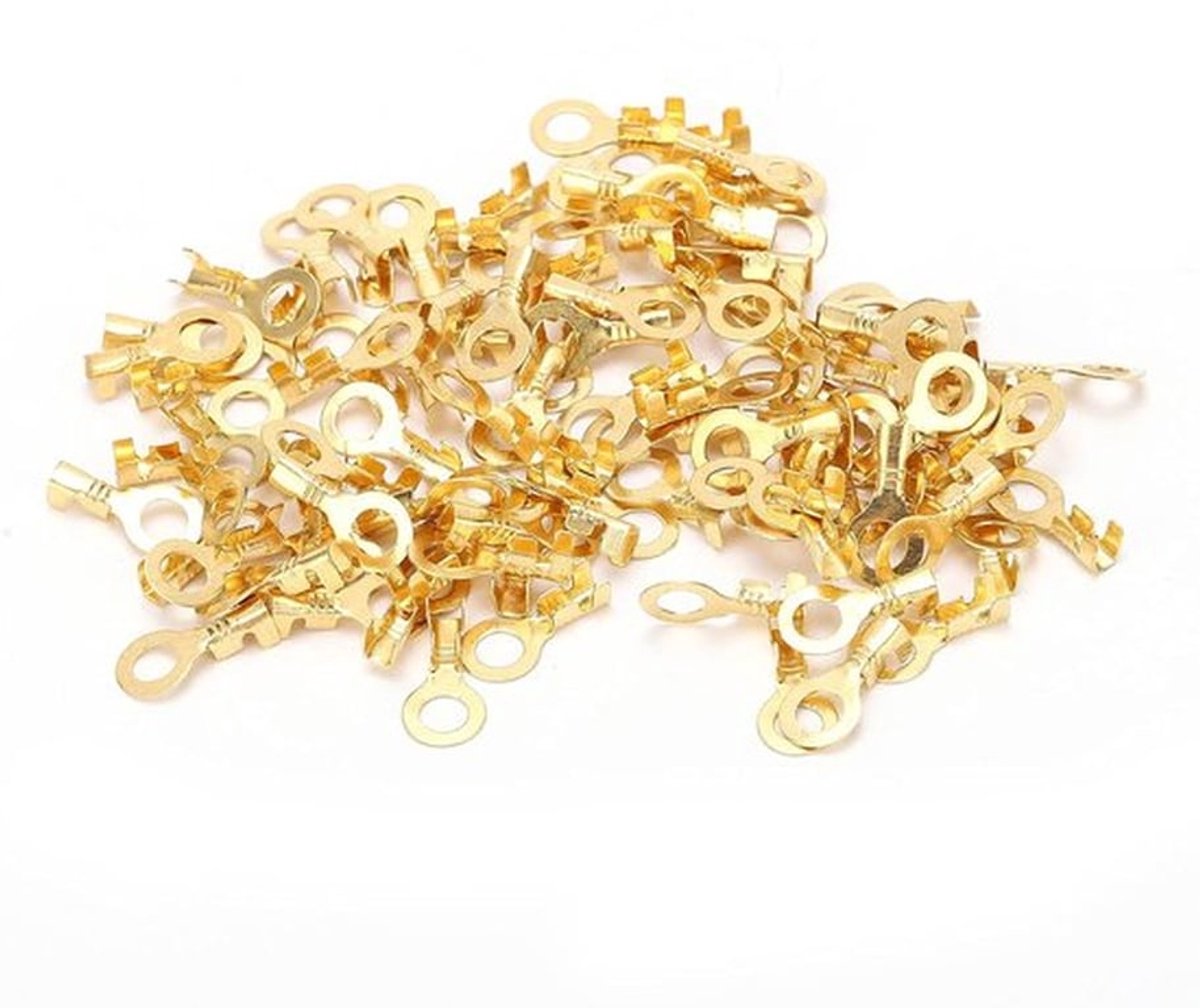 Dailygoods - 100pcs Ring Lugs - Koud Geperst Messing M5 5.2mm Draadconnectoren
