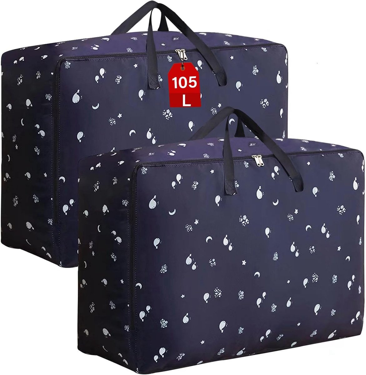 2 Stks Grote Opbergtas, 105L Onderbed Kleding Opbergzakken Met Ritsen King Size Oxford Doek Bewegende Zakken Waszakken Voor Dekbed Dekens Beddengoed Kussens Vochtbestendig Geen Geur (Blauw)
