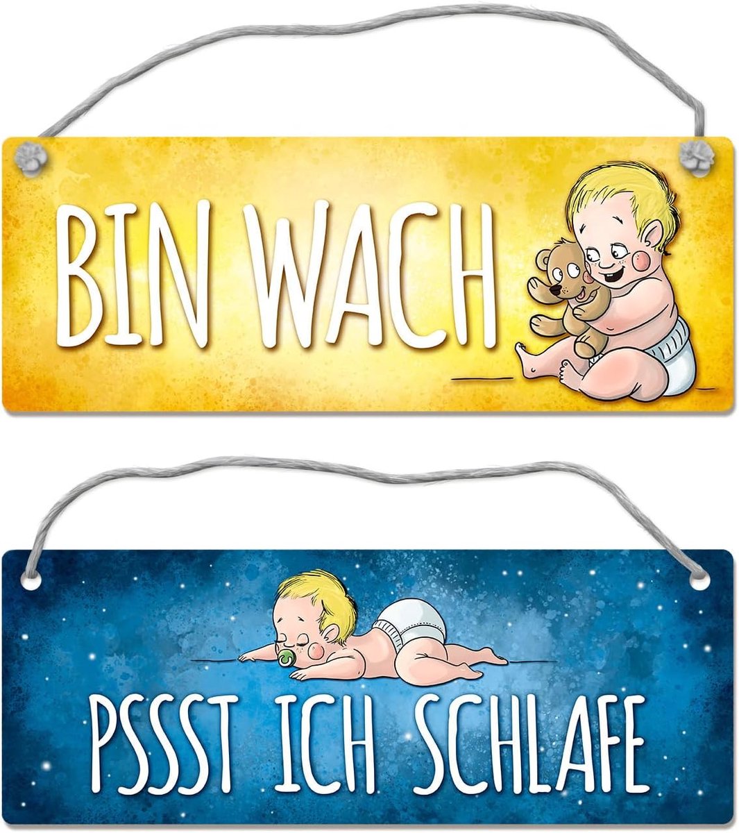 Schlafft - Baby ist Wach Omkeerbord met koord