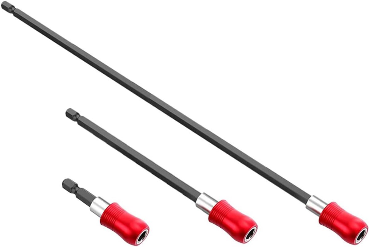 Set van 3 magnetische bithouders, lengte 60-150-300 mm, bithouder voor schroevendraaier, magnetisch, snel wisselen 1/4 inch, zeskantschacht voor slagschroevendraaier