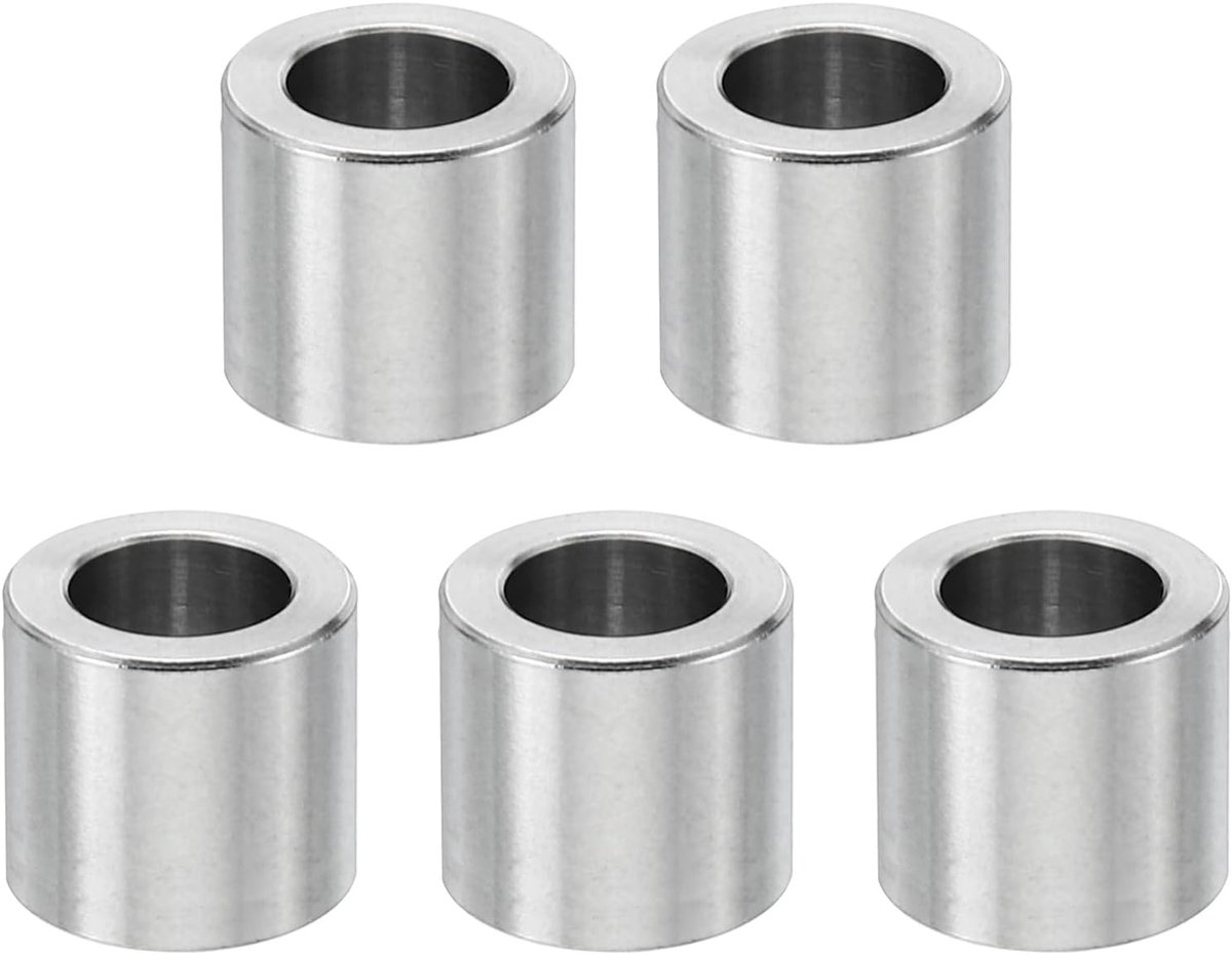 M6 roestvrijstalen afstandhouders, 5 stuks metalen afstandhouders roestvrij staal 6,2 mm ID x 10 mm OD x 10 mm L afstandsschroef afstandhouder ronde voor 1/4" of M6 schroefbouten