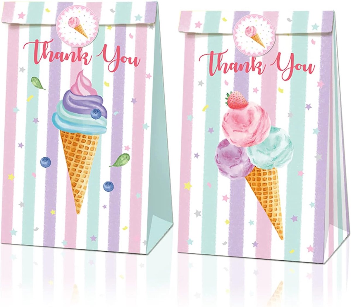 Papieren cadeauzakjes, snoepzakjes, 12 stuks, gastgeschenkzakjes met stickers, feestaccessoires