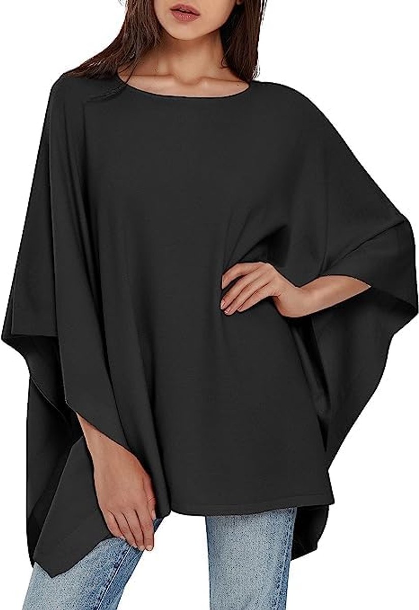 Damestrui, poncho, elegant, viscose, gebreid, losse pasvorm, poncho, sjaal