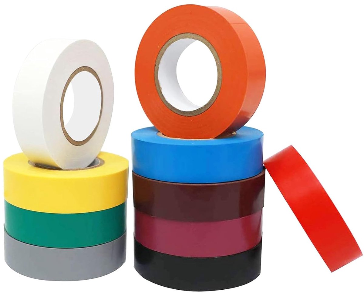 Kleurrijke Elektrische Tape Zelfklevende Gaffer PVC Tapes 20m x 19mm, 10 Pack
