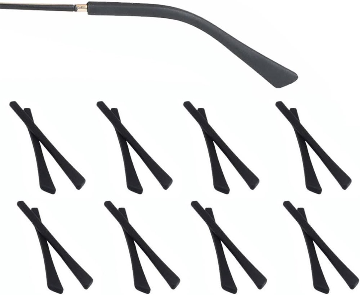 8 paar siliconen hoezen, antislipcoats, antislip, zachte antislip brillenpootjes, reparatieonderdelen, brillenvervangingsaccessoires voor metaal, dunne zonnebrillen, brilpoten, zwart