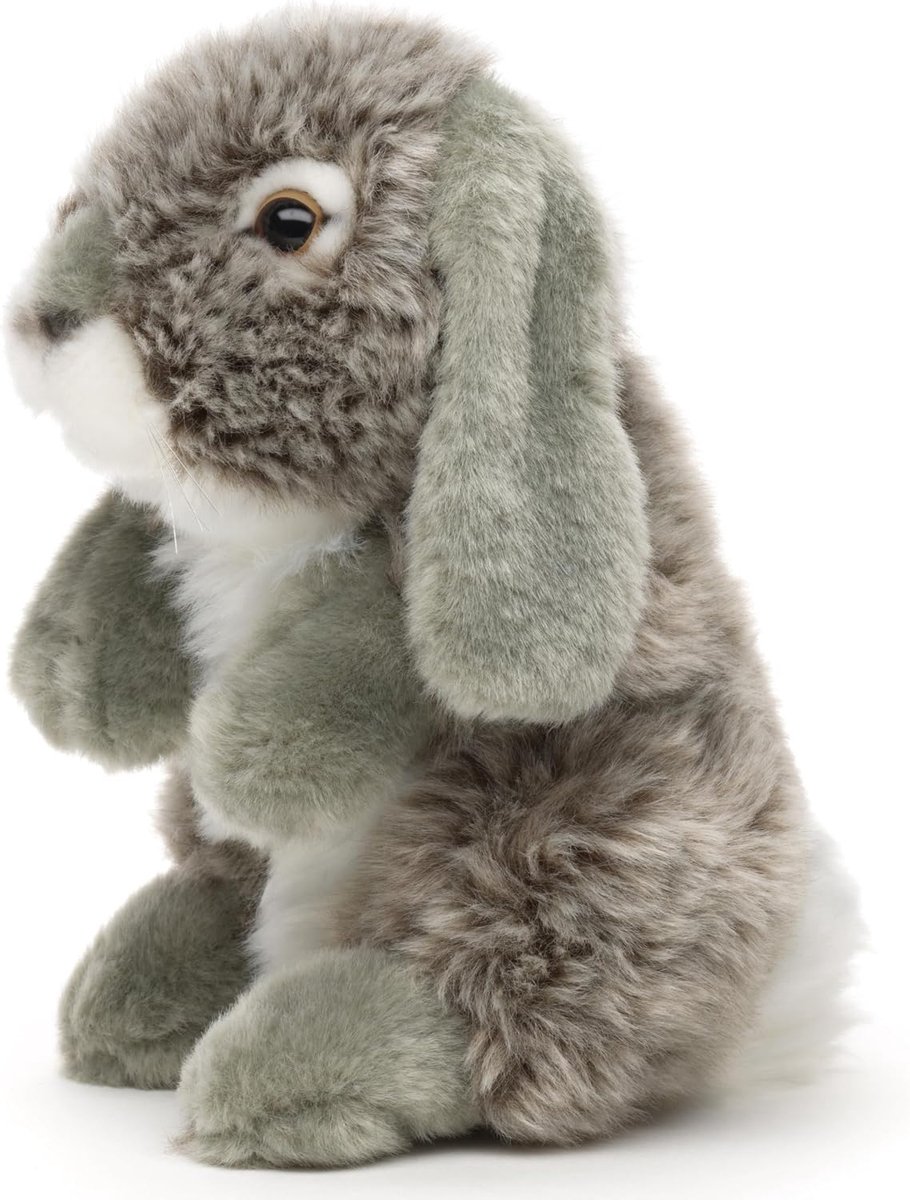 - Ram konijn, staand (grijs) - 18 cm (hoogte) - pluche haas, konijn - pluche dier, knuffeldier