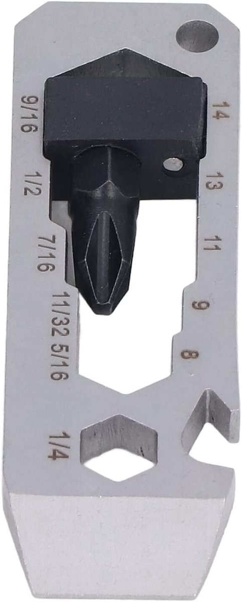 Multitoolkaart, 7-in-1 Zakgereedschap, Schroevendraaier, Flesopener, Moersleutelsleutelhanger, Liniaal, Spijkerpistool voor Avontuurlijke Buitenreizen,