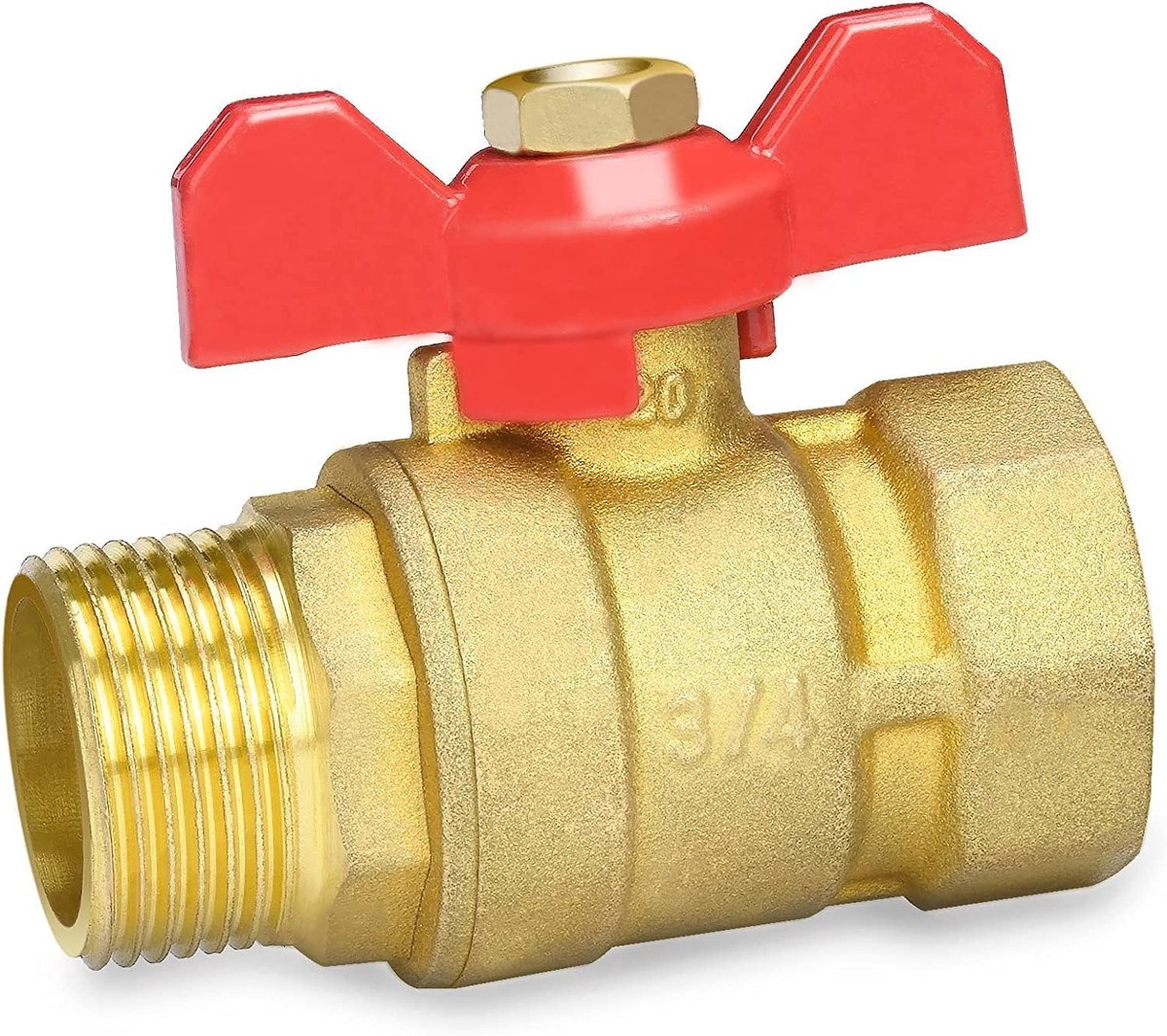 drado kogelkraan messing 3/4 inch met vleugelgreep, kogelkraan 3/4" IG/AG DN20 PN16 voor waterleidingen/waterkraan