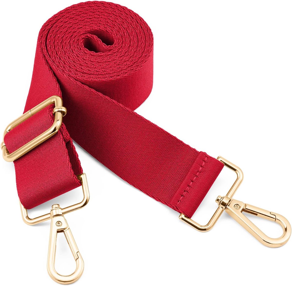 Schouderriem, verstelbaar, dik, zacht, universeel, antislip, comfort met draaibare haken van metaal, voor schoudertas, messenger bag, rood