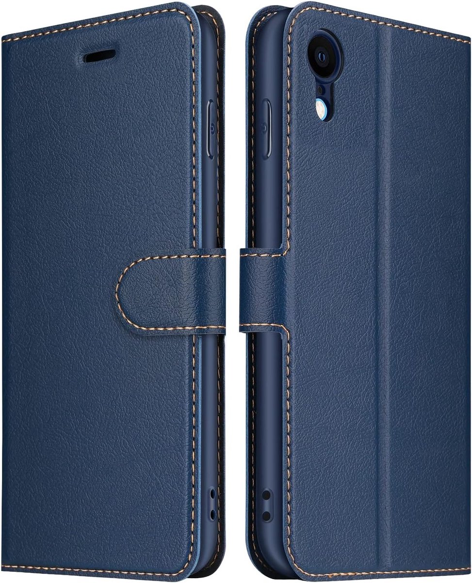 Hoes voor iPhone XR, leer klapbaar beschermhoesje tasje telefoonhoesje met [Magnetisch, kaartenvak, standfunctie] voor Apple iPhone XR (Blauw)