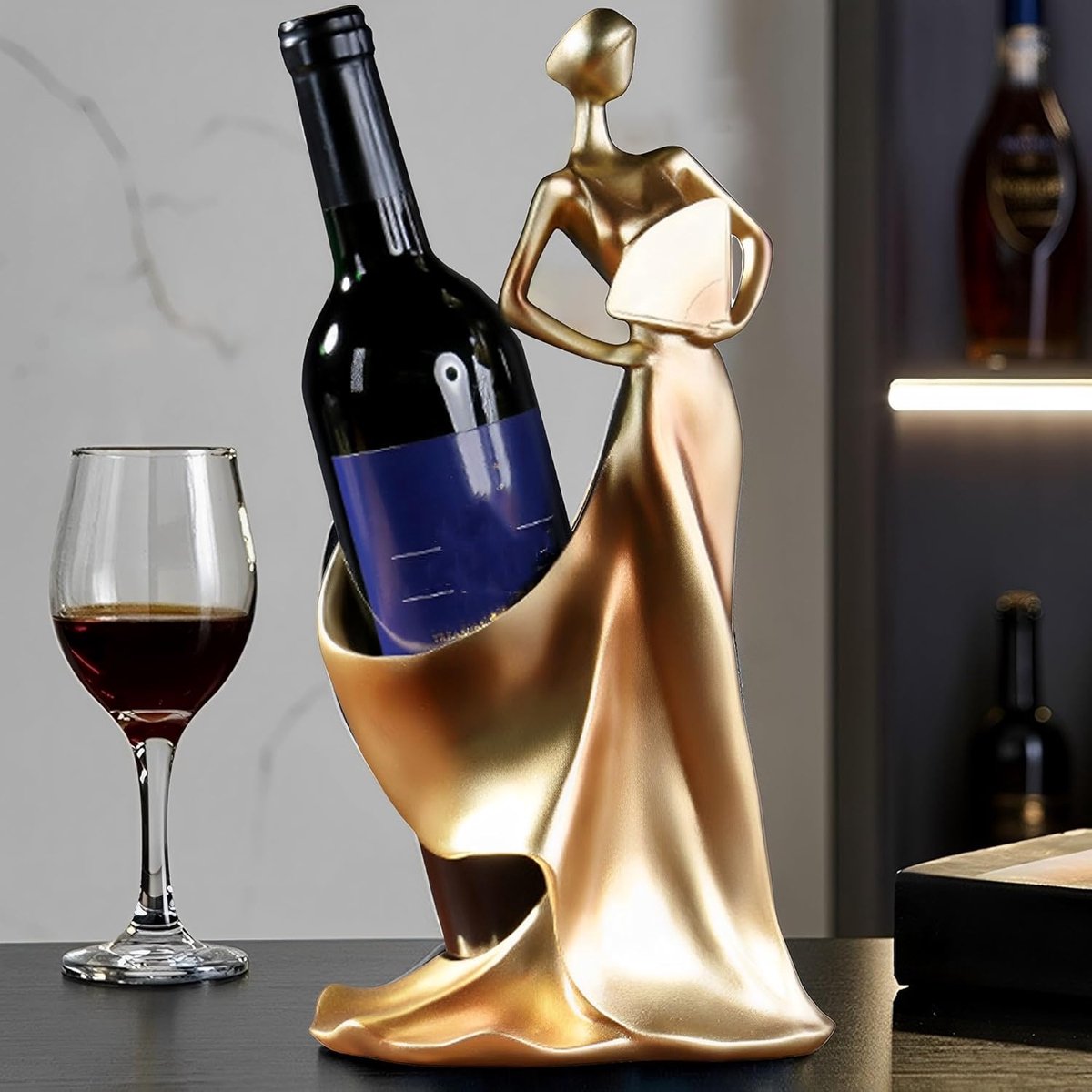 Wijnrek enkele fles - Houten design - Elegant ornament - Perfect voor dining tafel - SnelShoppen