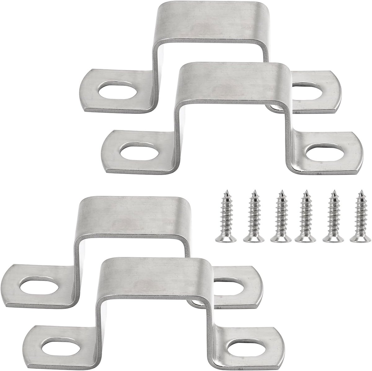 304 roestvrij stalen vierkante buisklemmen met schroeven, 4-pack 90x90 mm U-vormige stutverbinderbeugel Buisgesp