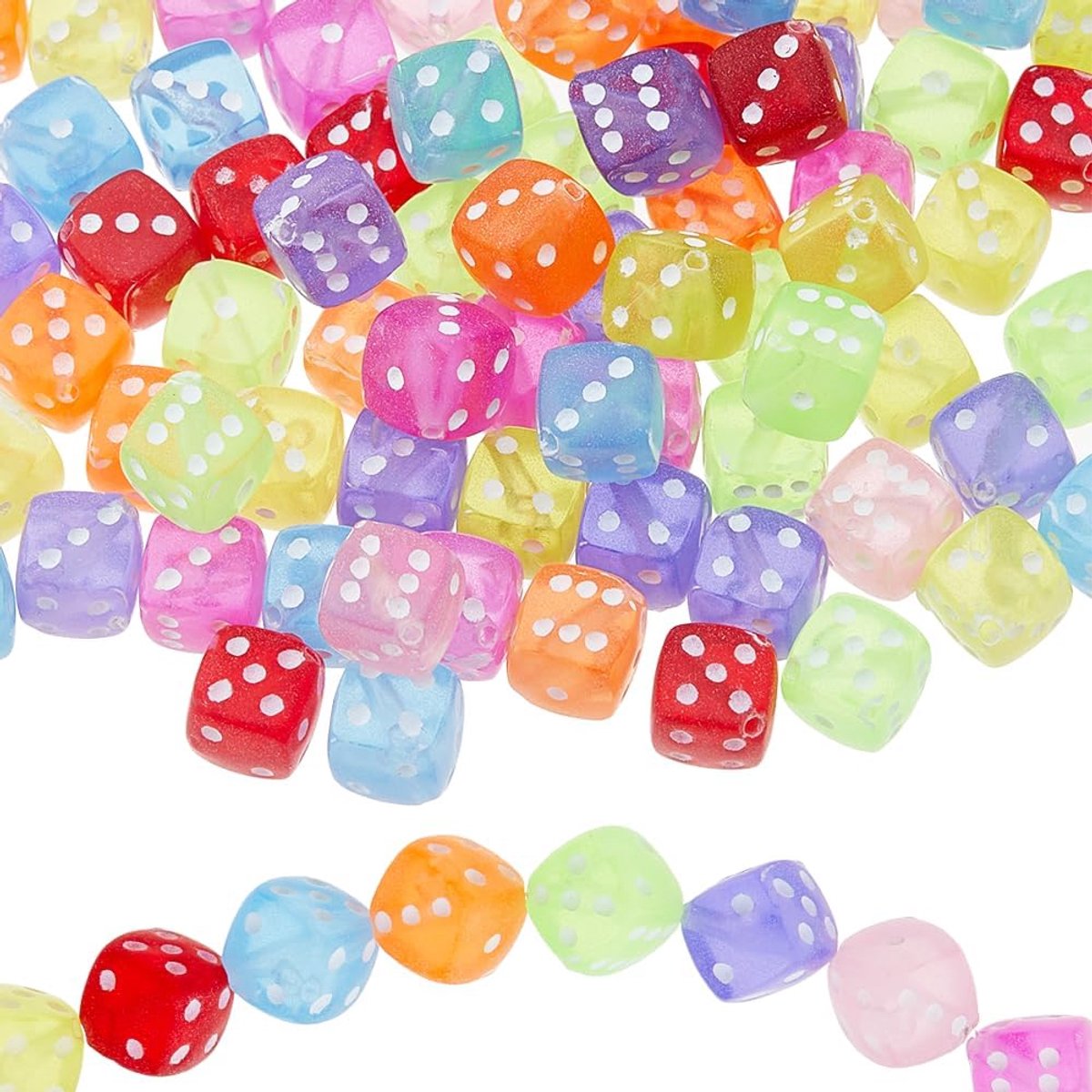 Kralen 8mm Kleurrijke Acryl Kralen Kubus Losse Kralen Willekeurige Kleur Dobbelstenen Spacer Kralen voor Sieraden Maken Armband Ketting Oorbel Sleutelhangers