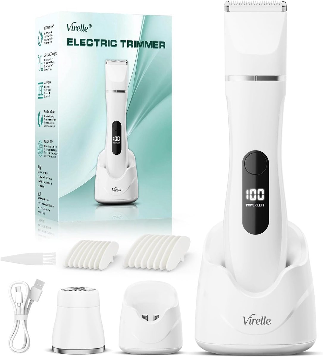 Scheerapparaat Dames Intiem Trimmer 2-in-1 - Elektrisch Oplaadbaar Waterdicht IPX7 met LED-Display