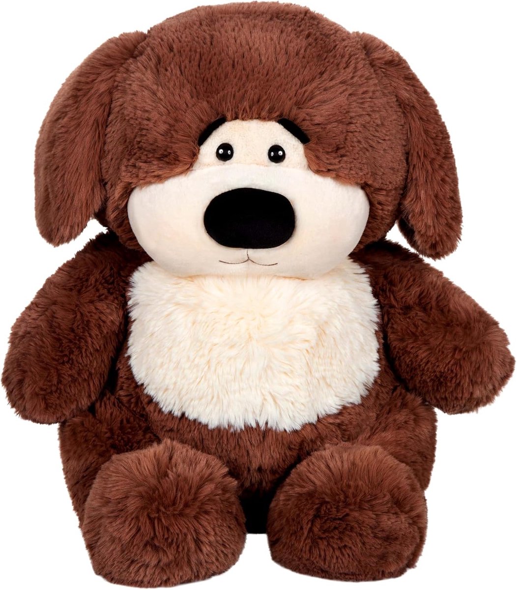 TOYS – KNUFFEL CHUBBY DOG DONKERBRUINE EN BEIGE HOND, BRUINE OREN – 40 CM