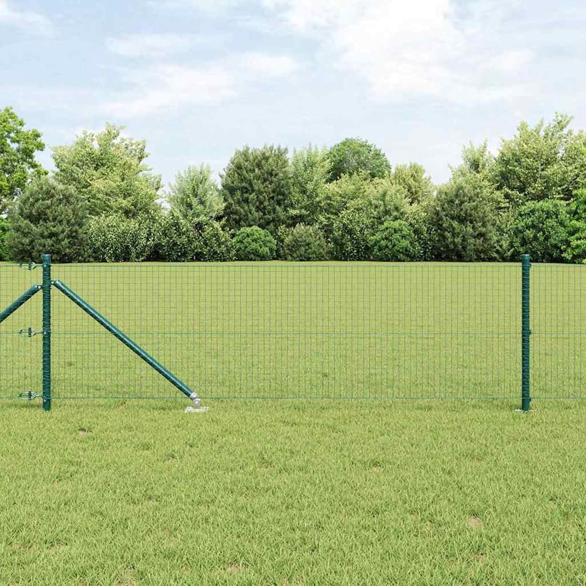 Gelaste draadomheining met 13 spike-posts, groen, 0,6 x 50 m staal, tuinhek, draadomheining voor hekken, groentebedden, kippenren, weideperceel, 3352110