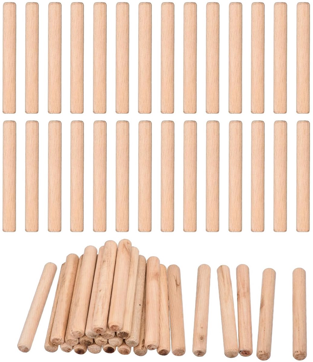 120 stuks houten pluggen 12 x 100 mm (0,47 x 3,94) gegroefde afgeschuinde uiteinden houten plugpennen gedroogd hardhout voor houtbewerking meubels plank